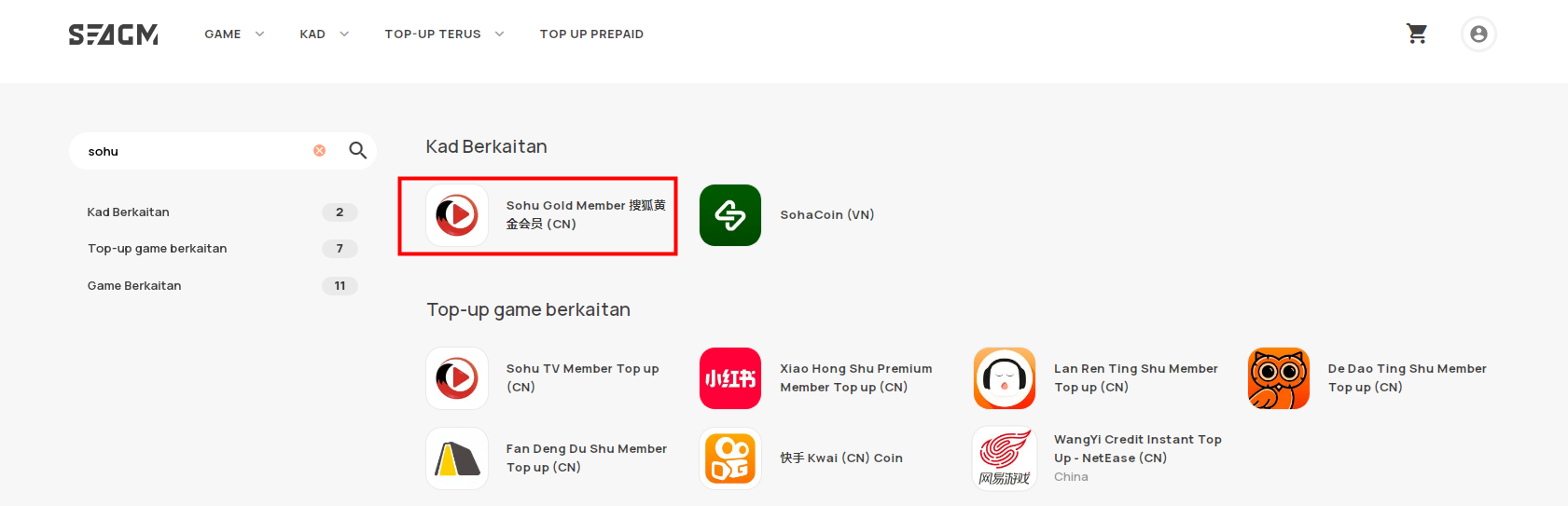Bagaimana Cara Membeli Sohu Gold Member Cn Gift Card Di Seagm