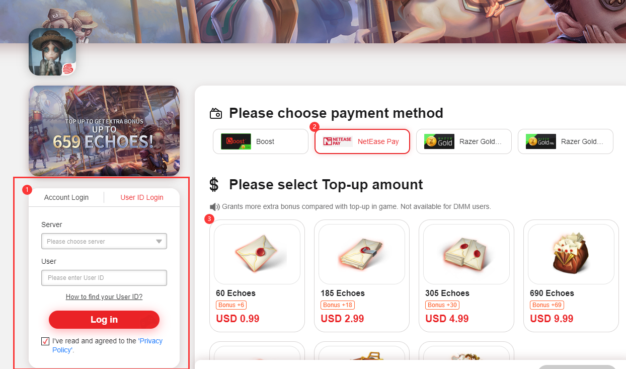 从SEAGM购买的NetEase Pay (Pudding Pay) 如何兑换到第五人格