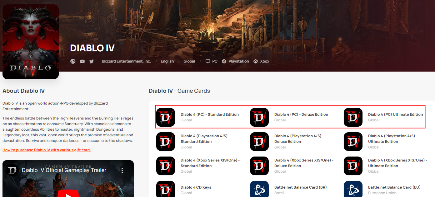 Buy Diablo IV - Digital Deluxe Edition Battle.net PC Key 