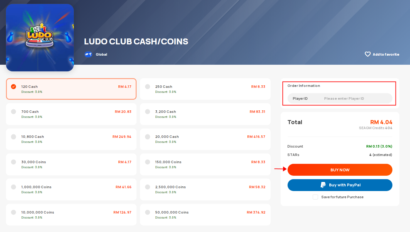 Recarregue Ludo Club Cash/Coins Instantaneamente - SEAGM