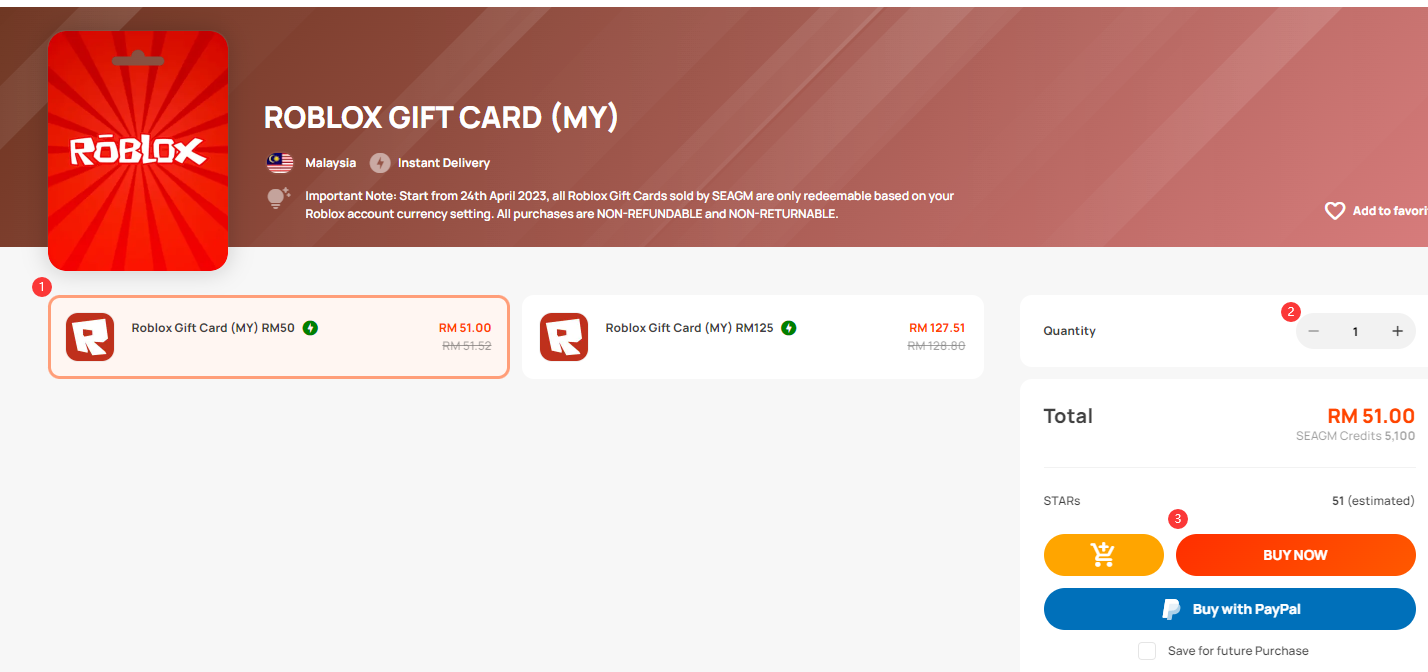 Acheter Roblox Gift Card (MY) à bas prix en ligne - SEAGM