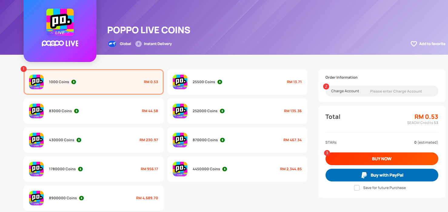 top up poppo live