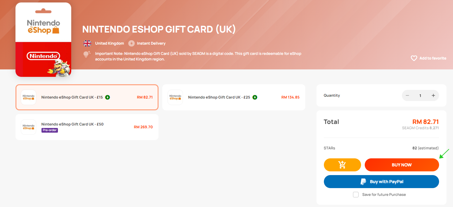 Nintendo eshop gift on sale card paypal