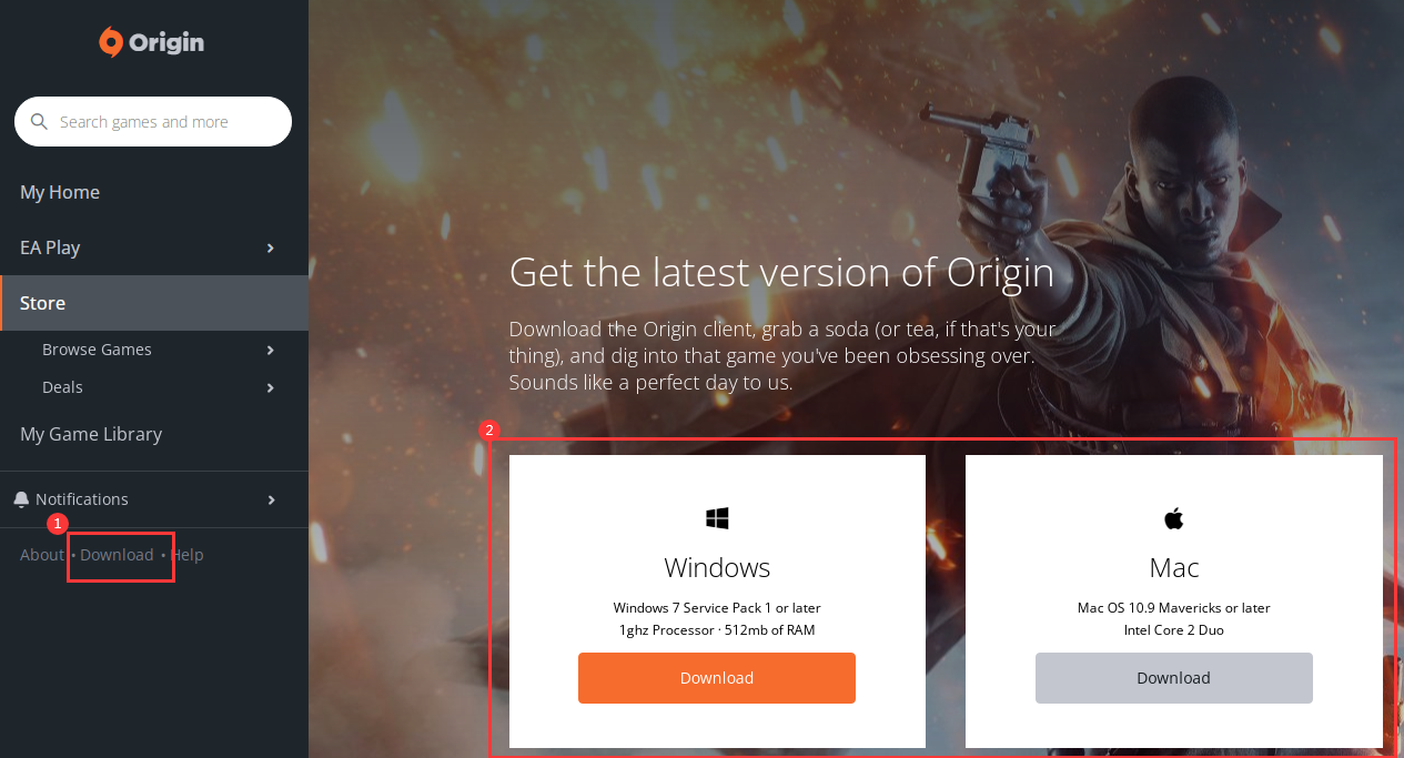 Download and play your games in Origin for Mac