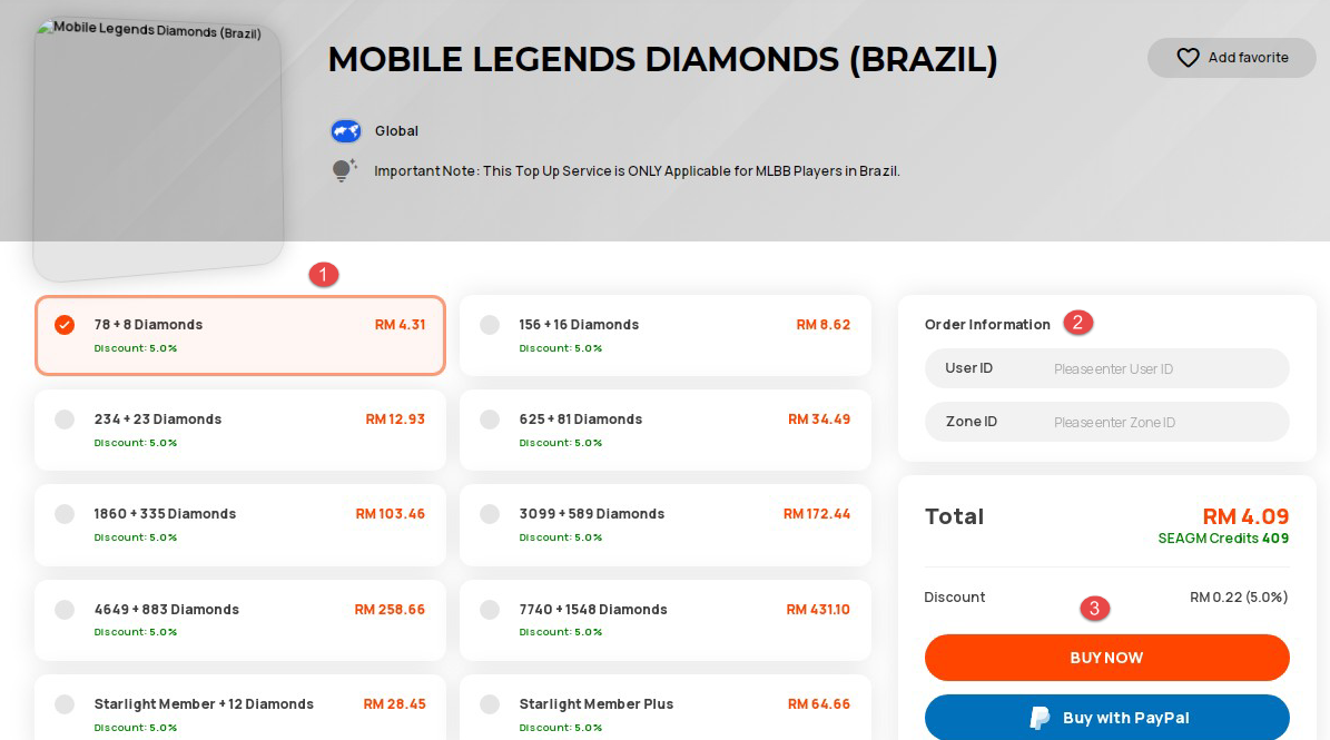 Mobile Legends Brazil Top Up, Cheap and Reliable